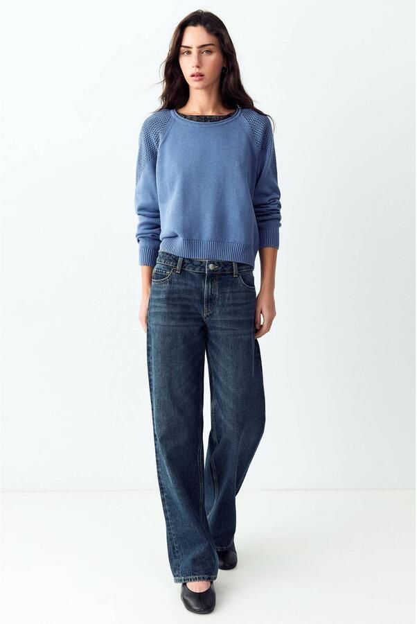MANGO TEEN katoenen gebreide trui blauw - Foto 3