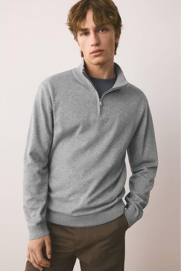 MANGO TEEN katoenen gebreide trui grijs Effen maat 185(XL)