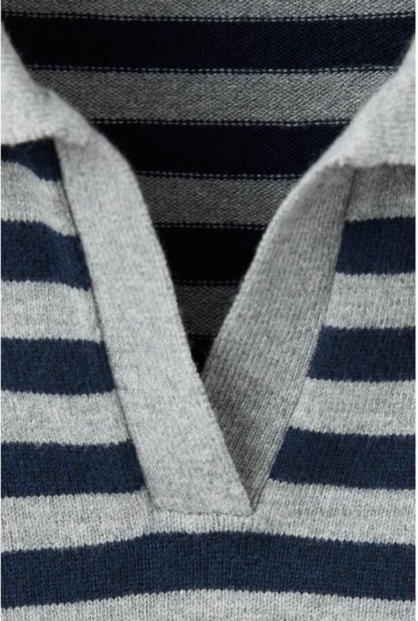 MANGO TEEN katoenen gestreepte gebreide trui grijs blauw - Foto 2