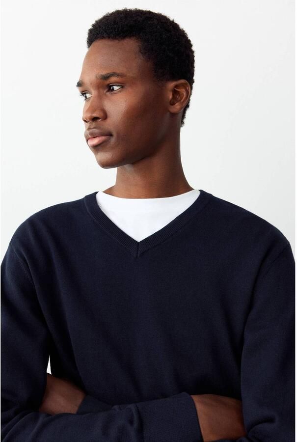 MANGO TEEN katoenen oversized gebreide trui donkerblauw - Foto 2