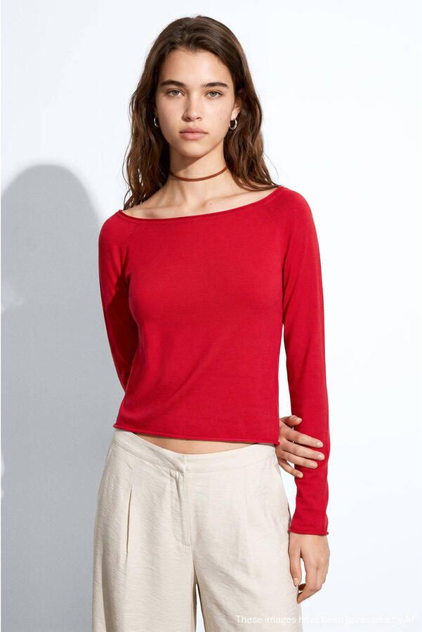 MANGO TEEN katoenen pullover rood
