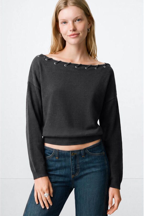 MANGO TEEN katoenen sweater antraciet