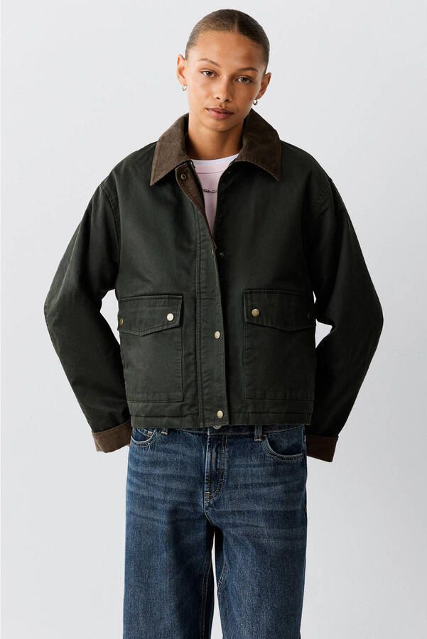 MANGO TEEN katoenen tussenparka groen