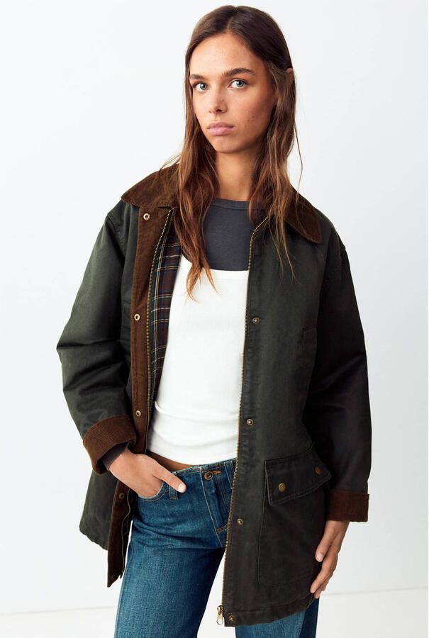 MANGO TEEN katoenen winterparka donkergroen