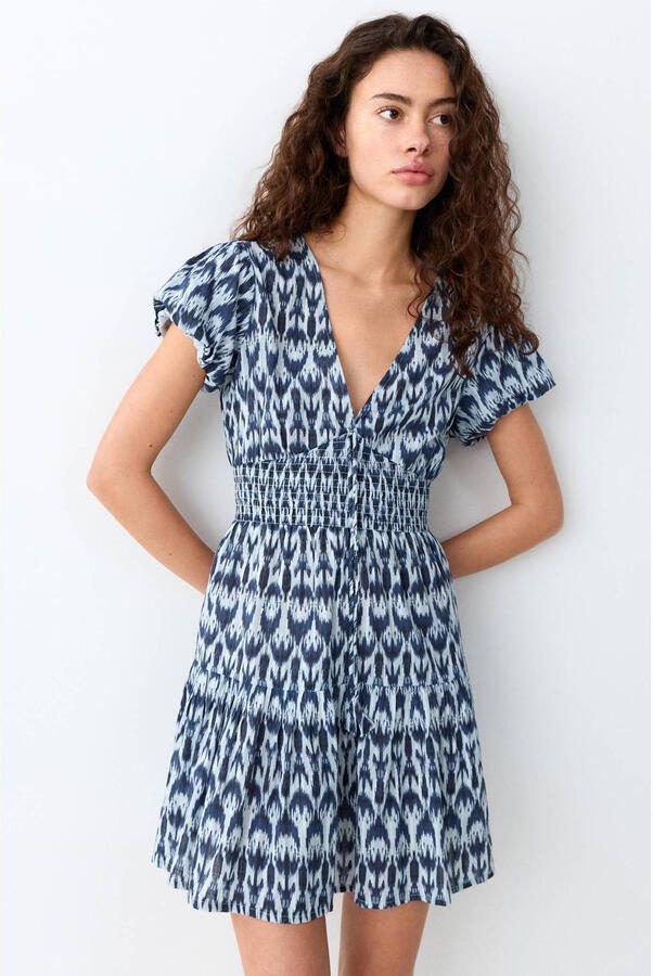 MANGO TEEN korte jurk donkerblauw