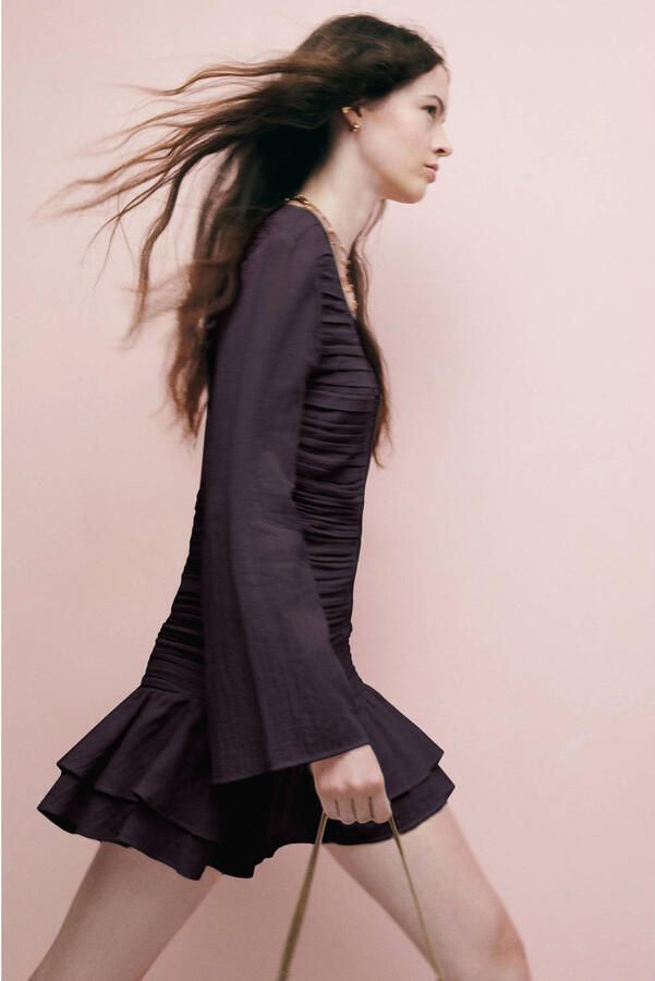 MANGO TEEN korte jurk donkerbruin - Foto 3