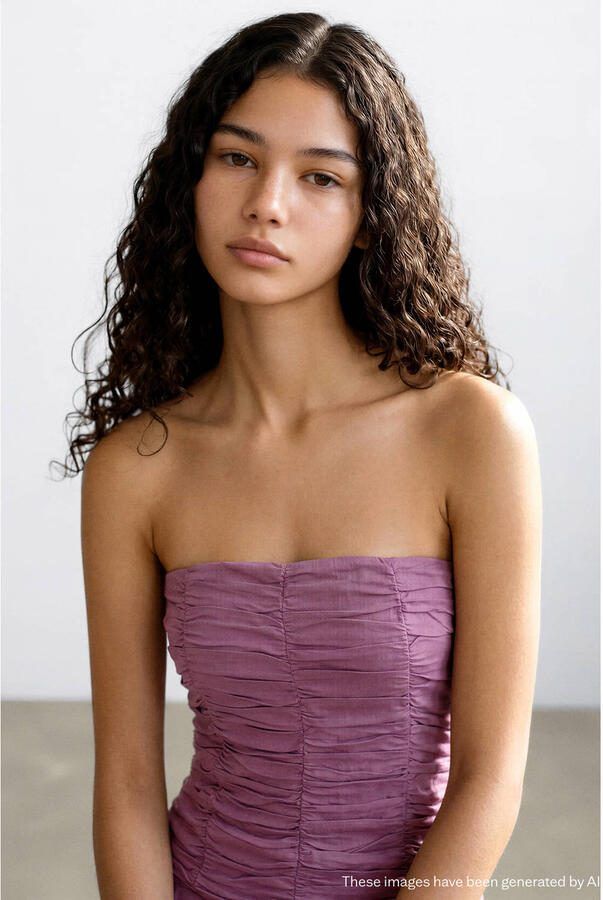 MANGO TEEN korte strapless jurk paars - Foto 2