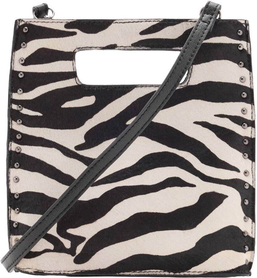 MANGO TEEN leren crossbody tas met zebraprint zwart wit Meisjes Leer Zebraprint