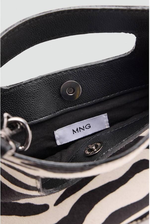 MANGO TEEN leren crossbody tas met zebraprint zwart wit Meisjes Leer Zebraprint - Foto 2