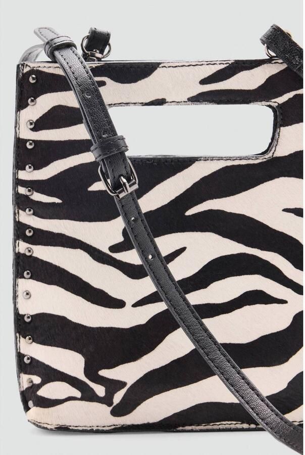 MANGO TEEN leren crossbody tas met zebraprint zwart wit Meisjes Leer Zebraprint - Foto 3
