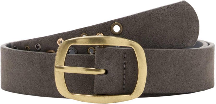 MANGO TEEN leren riem met eyelets taupe