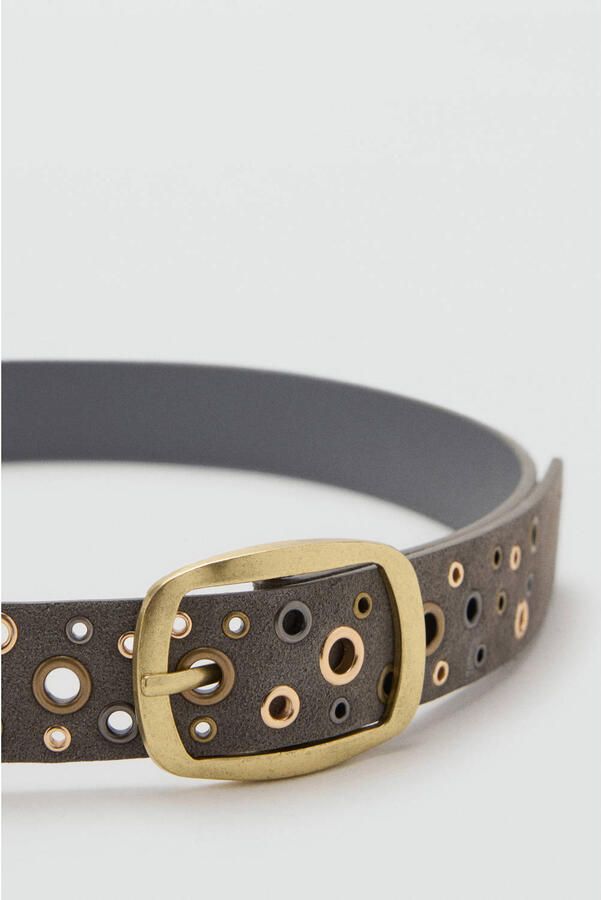 MANGO TEEN leren riem met eyelets taupe - Foto 2