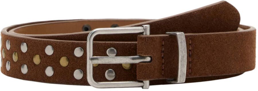 MANGO TEEN leren riem met studs bruin