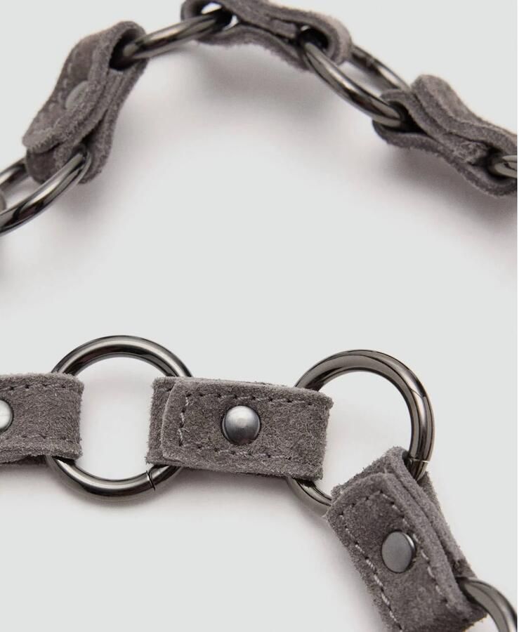 MANGO TEEN leren schoudertas met eyelets grijs Meisjes Leer Effen - Foto 2
