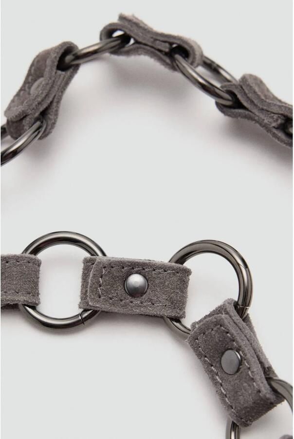 MANGO TEEN leren schoudertas met eyelets grijs Meisjes Leer Effen - Foto 3