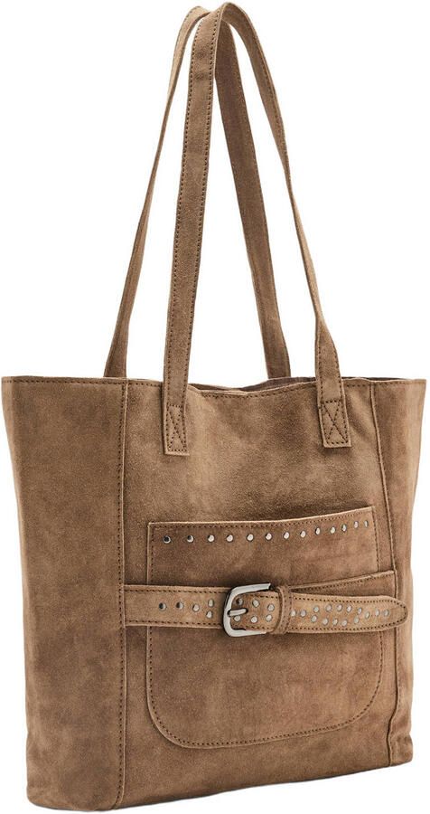 MANGO TEEN leren tas met studs cognac Bruin Meisjes Suède Effen - Foto 3