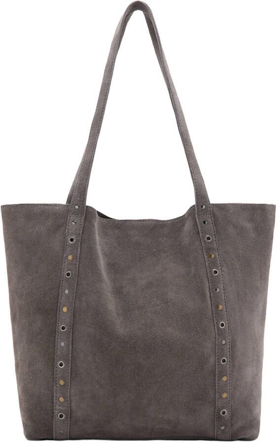 MANGO TEEN leren tas met studs grijs