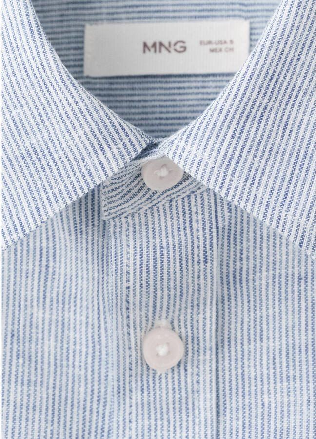 MANGO TEEN linnen overhemd met krijtstreep blauw - Foto 2