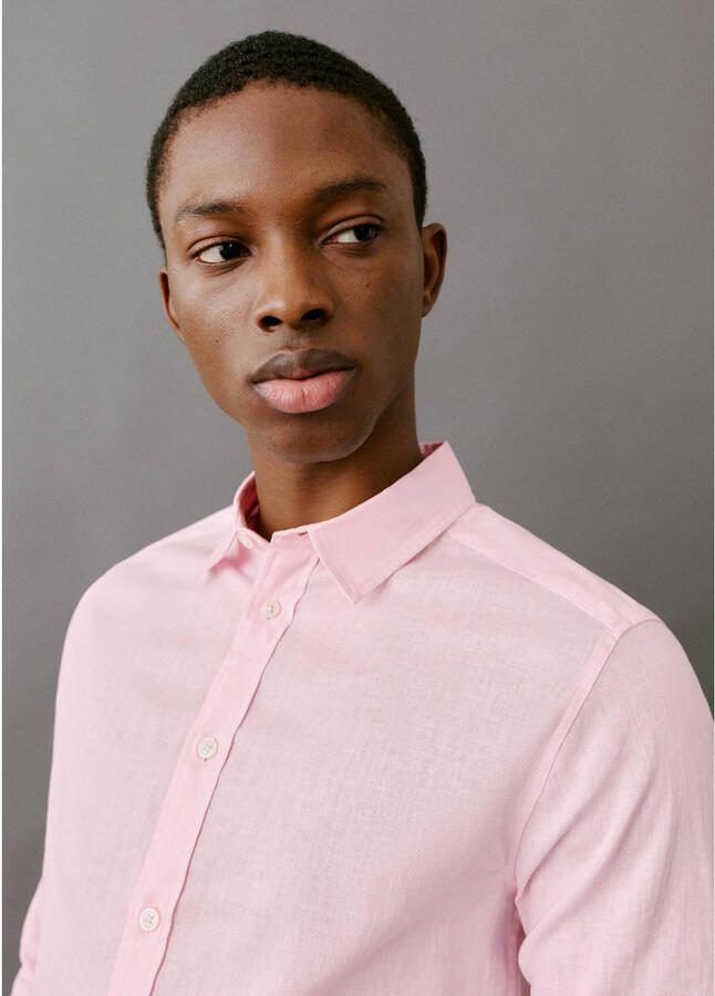 MANGO TEEN linnen overhemd roze - Foto 3