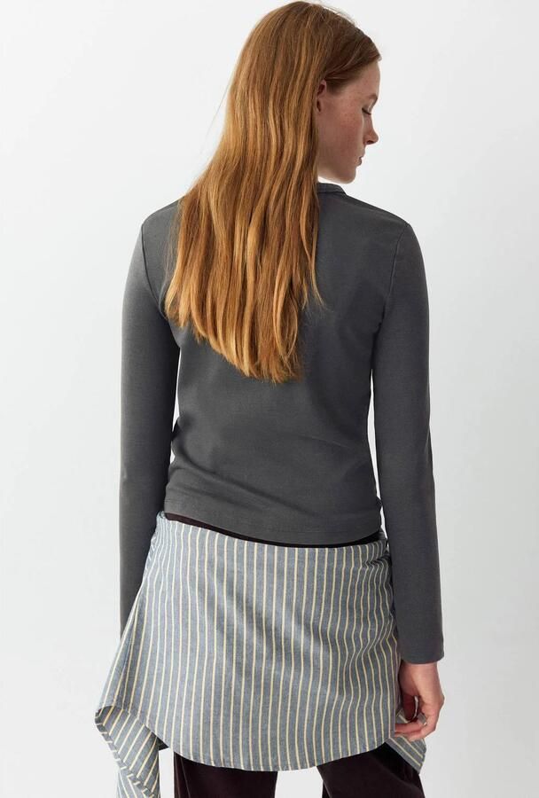 MANGO TEEN longsleeve antraciet Grijs Meisjes Katoen Ronde hals Effen maat 152(XXS) - Foto 2