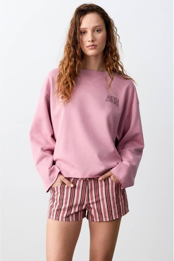 MANGO TEEN longsleeve met backprint roze