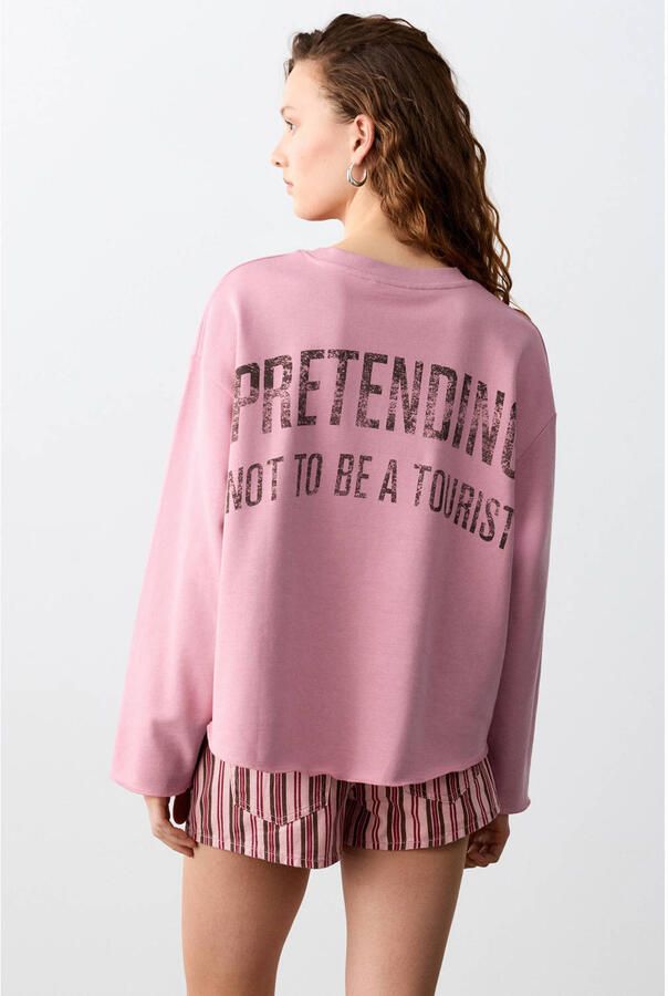 MANGO TEEN longsleeve met backprint roze - Foto 3