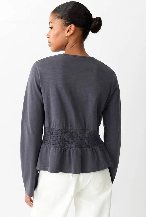 MANGO TEEN longsleeve met smockwerk antraciet Grijs Meisjes Katoen Ronde hals maat 152(XXS) - Foto 2