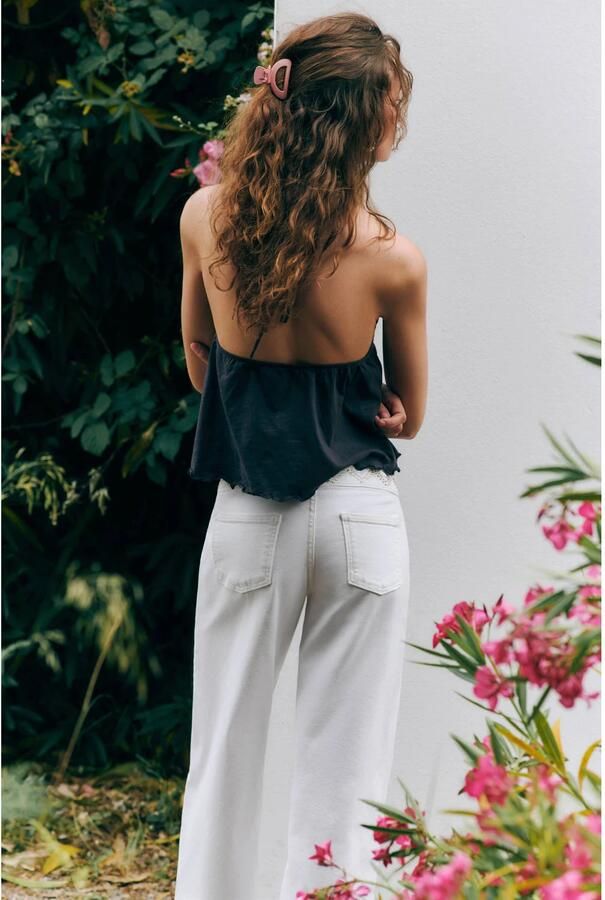 MANGO TEEN low waist wide leg jeans met borduursels wit - Foto 2
