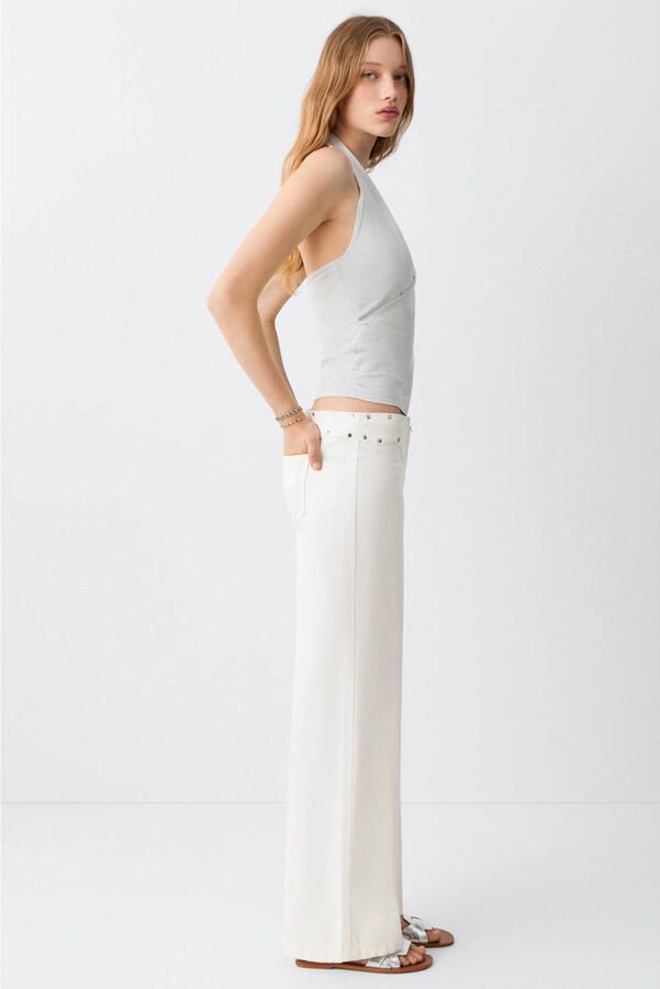 MANGO TEEN low waist wide leg jeans met studs wit - Foto 2