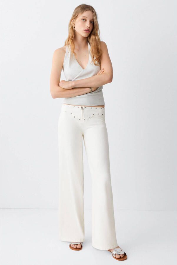 MANGO TEEN low waist wide leg jeans met studs wit - Foto 3