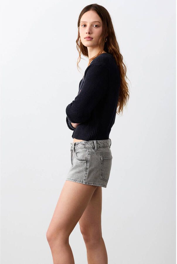 MANGO TEEN low waist short grey denim - Foto 3
