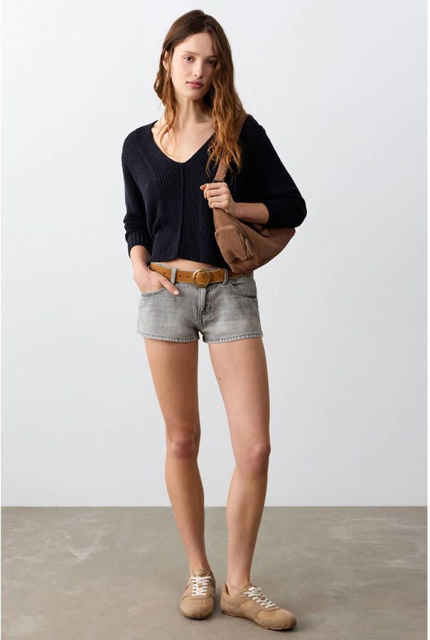 MANGO TEEN low waist short grey denim - Foto 2