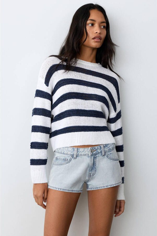 MANGO TEEN low waist short light blue denim