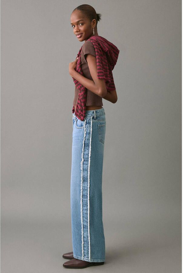 MANGO TEEN low waist straight leg jeans light blue denim