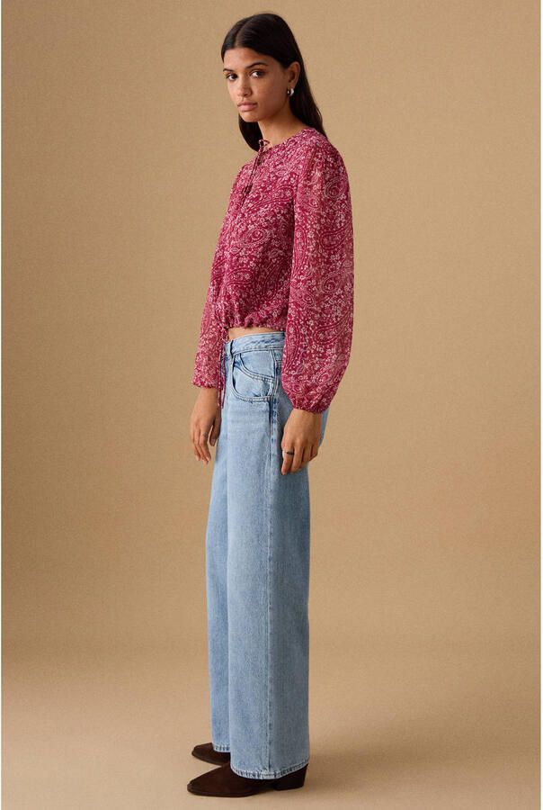 MANGO TEEN low waist straight leg jeans light blue denim
