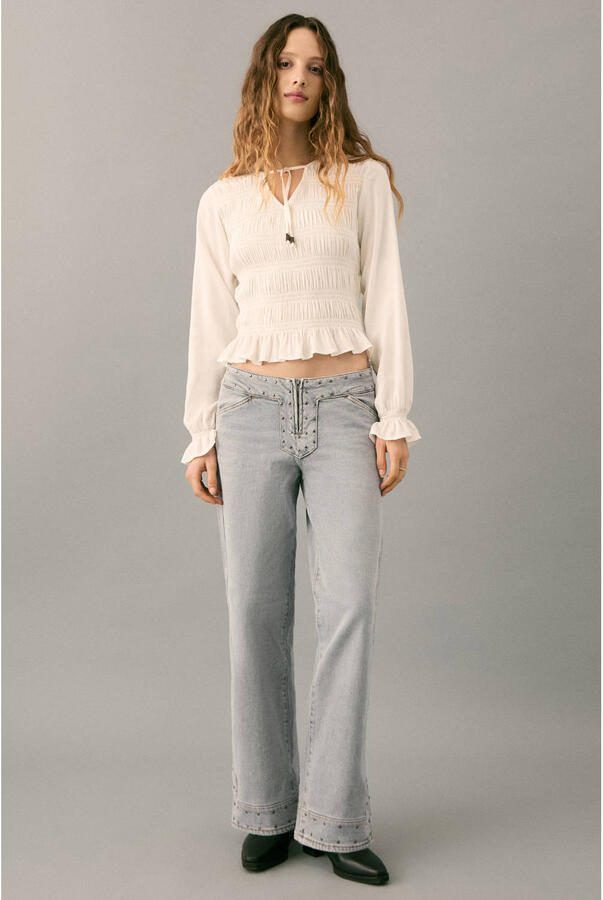 MANGO TEEN low waist wide leg jeans grey denim