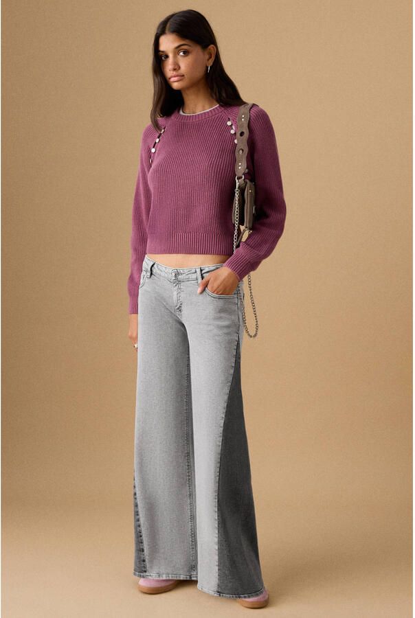 MANGO TEEN low waist wide leg jeans grey denim