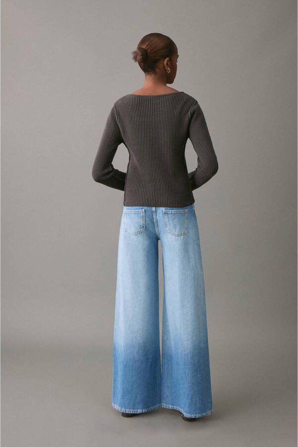 MANGO TEEN low waist wide leg jeans light blue denim - Foto 2