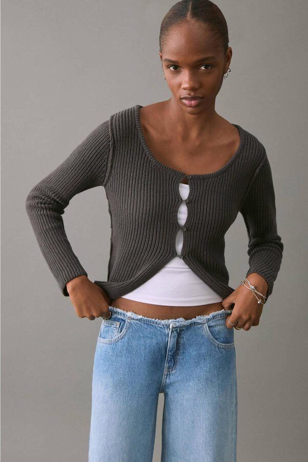MANGO TEEN low waist wide leg jeans light blue denim - Foto 3