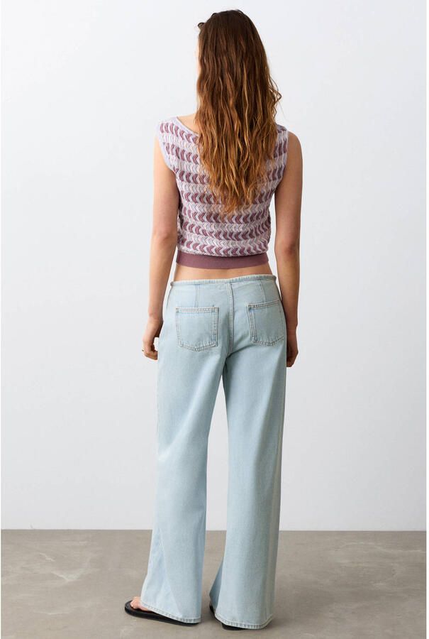 MANGO TEEN low waist wide leg jeans light blue denim - Foto 2