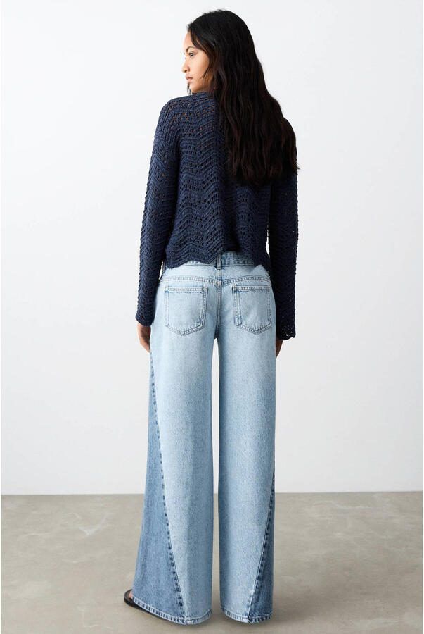 MANGO TEEN low waist wide leg jeans light blue denim - Foto 3