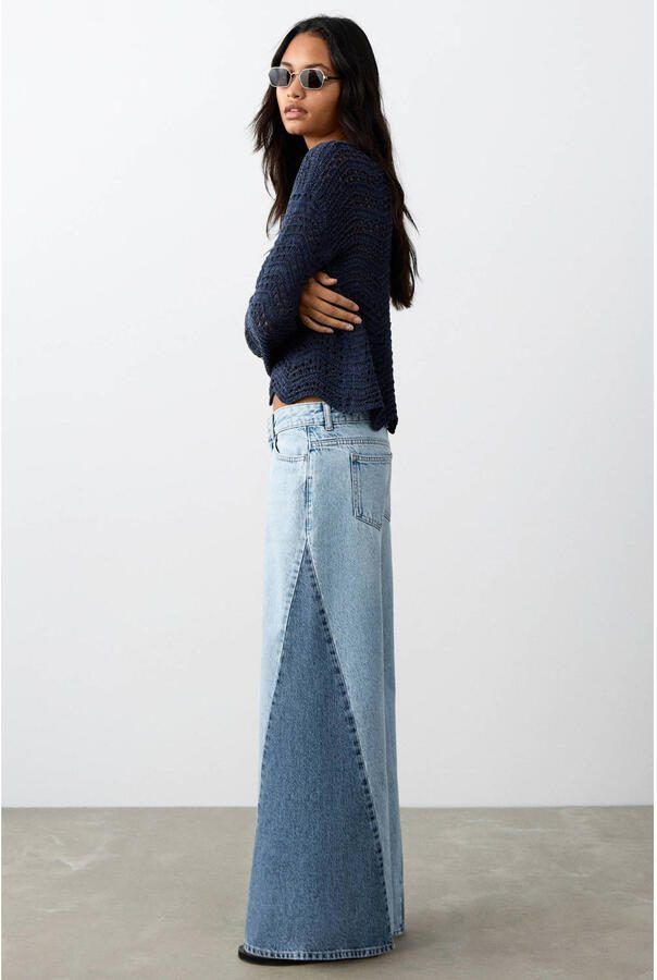 MANGO TEEN low waist wide leg jeans light blue denim - Foto 2