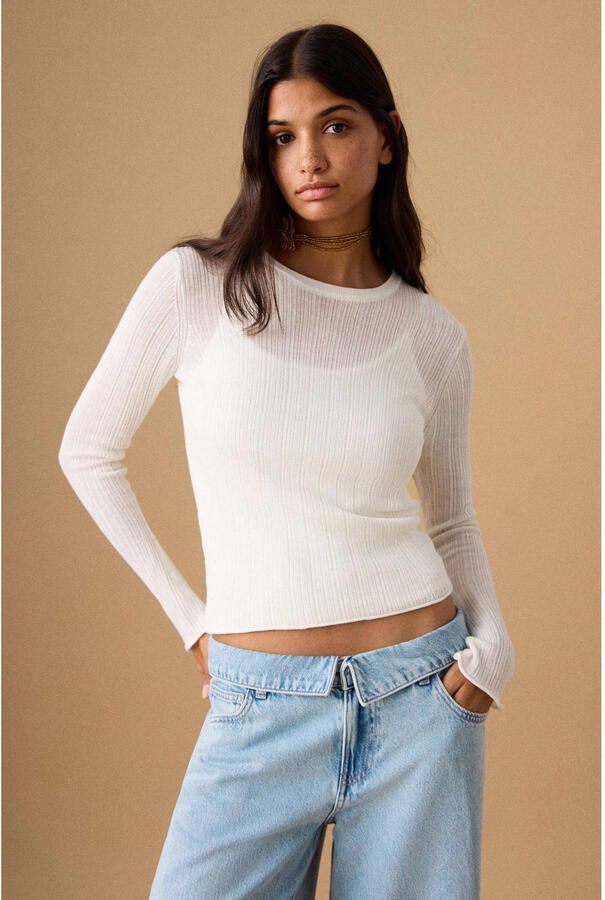 MANGO TEEN low waist wide leg jeans light blue denim - Foto 3
