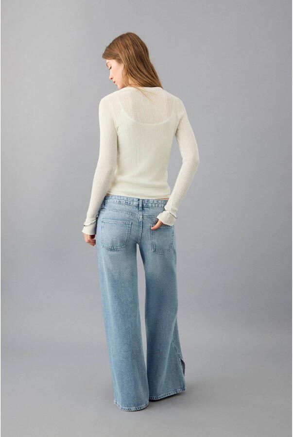 MANGO TEEN low waist wide leg jeans medium blue denim - Foto 2