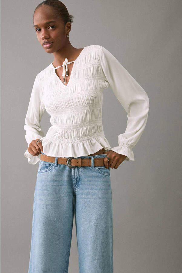 MANGO TEEN low waist wide leg jeans medium blue denim - Foto 3