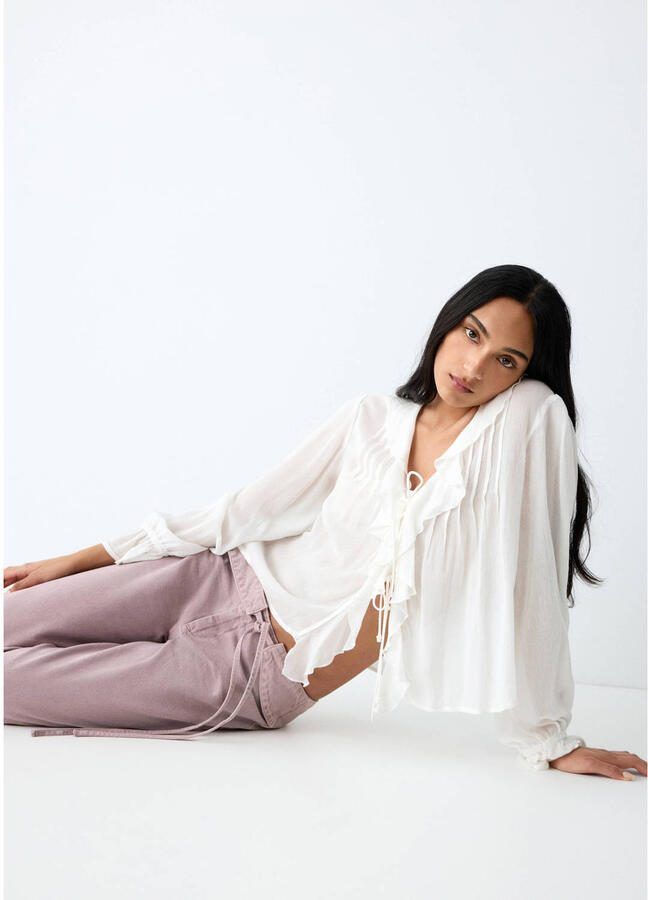MANGO TEEN low waist wide leg jeans roze - Foto 2
