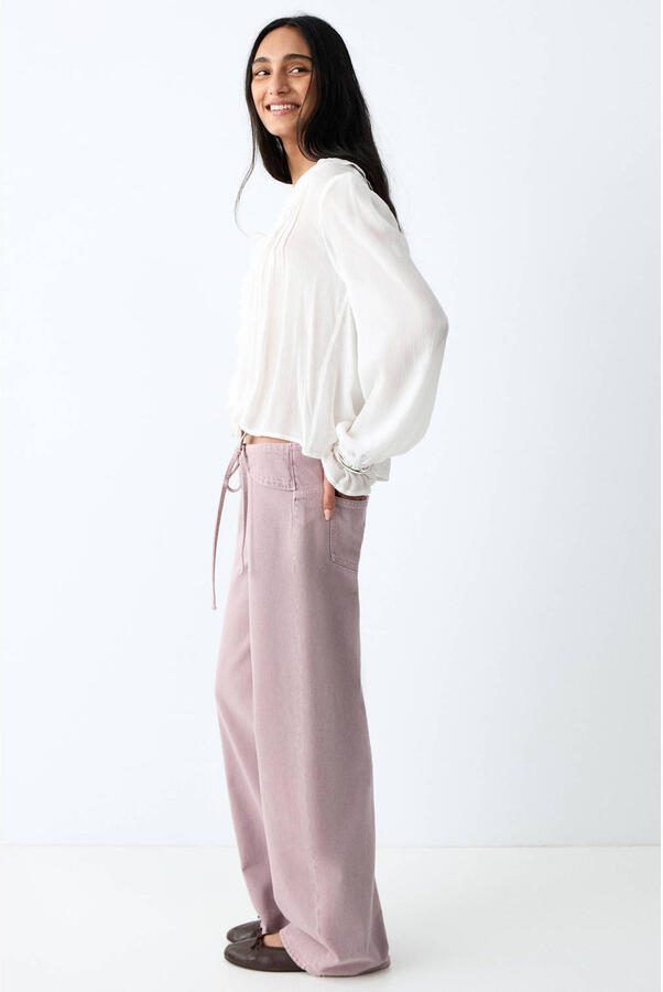 MANGO TEEN low waist wide leg jeans roze - Foto 3