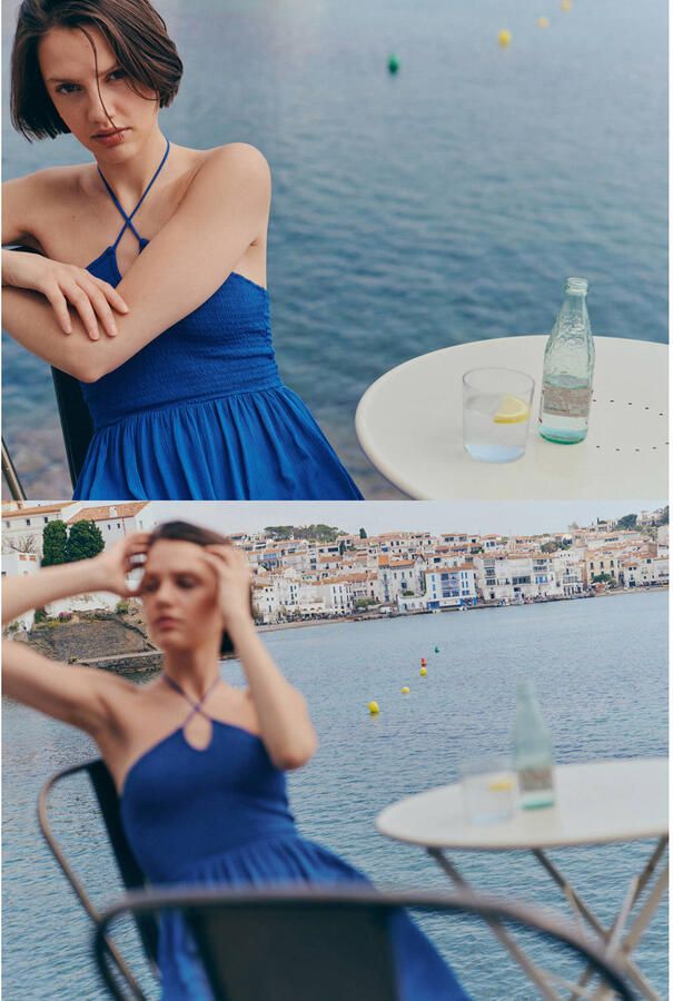 MANGO TEEN maxi halterjurk marineblauw - Foto 2