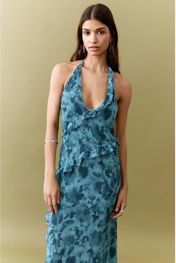 MANGO TEEN maxi jurk blauw