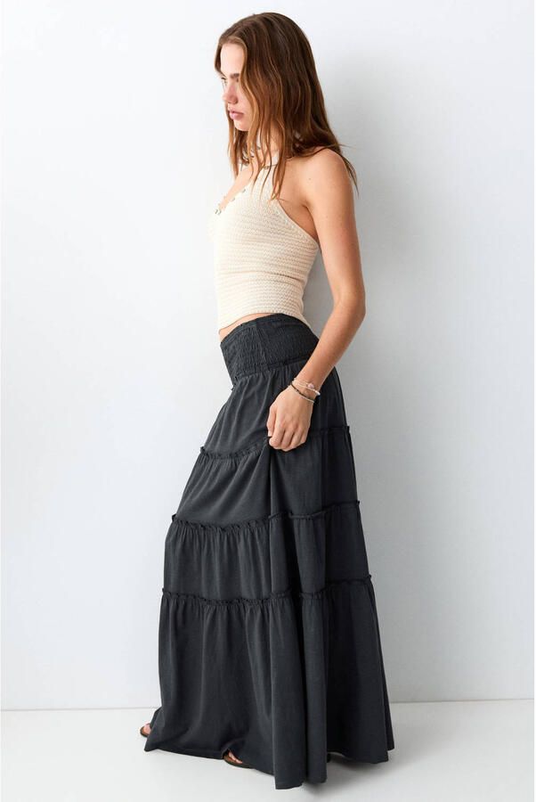 MANGO TEEN maxi rok antraciet - Foto 3
